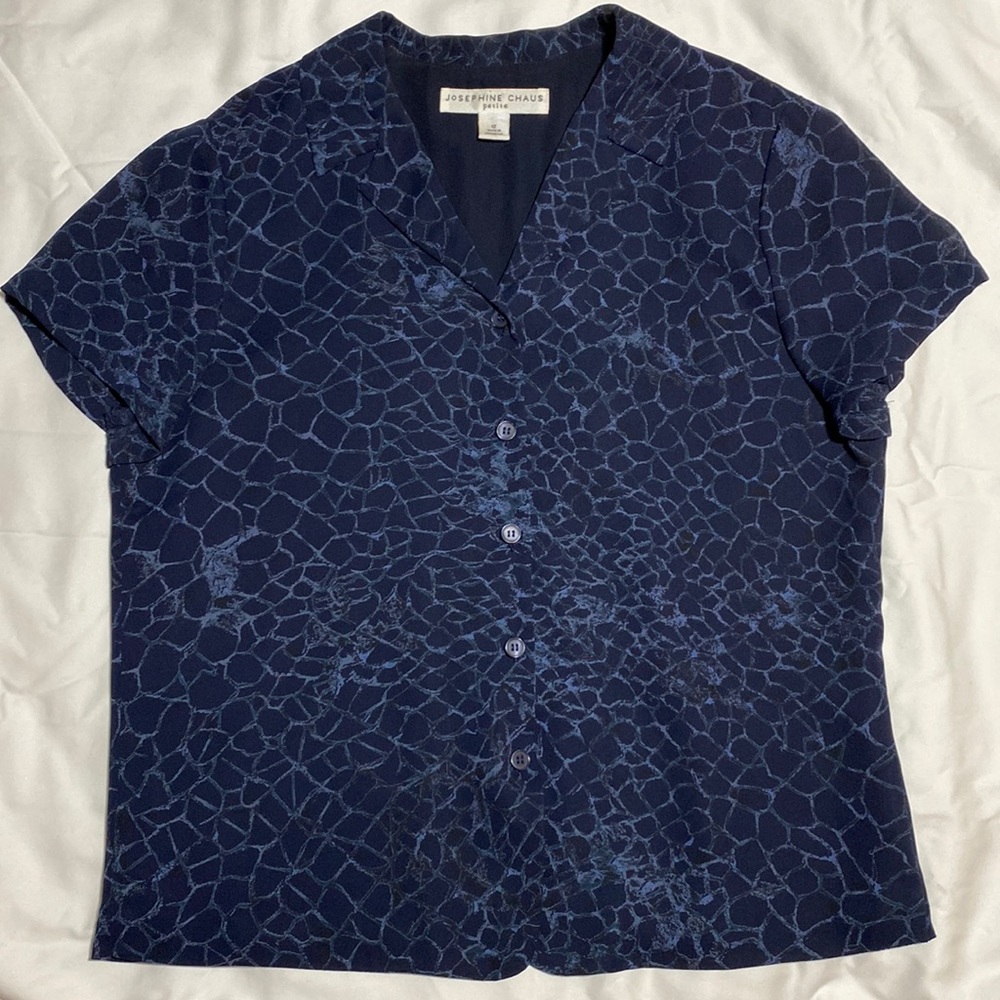 Josephine Chaus short sleeve blouse, navy, 12P